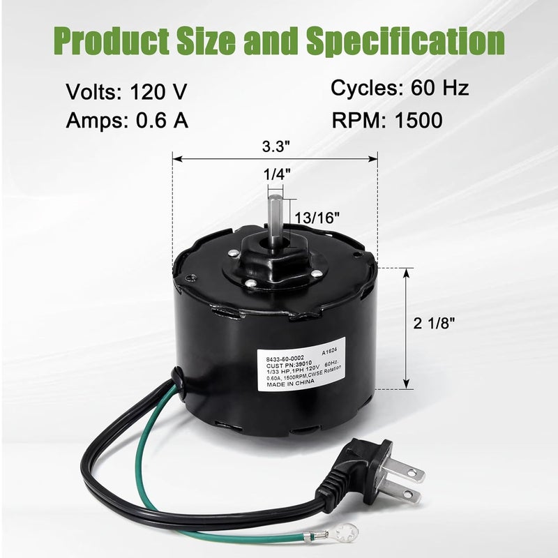 Criditpid JA2C028G, 23405SER, S23405SER Bathroom Exhaust Fan Motor Replacement for Broan Nutone 8661 8662 8670 8671 8672 8672N 8831 8832N 8662NL 8833 JA2C028-1 23405 JA2C0208-1 Models. - Image 2